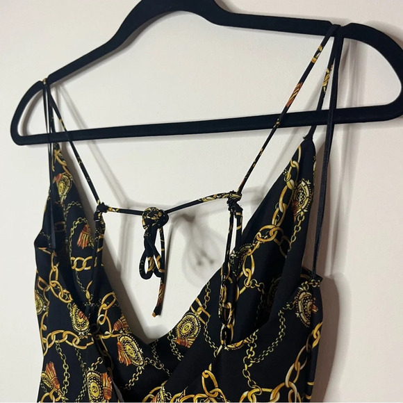 ASTR THE LABEL Black Chain Reaction Strappy Faux Wrap Mini Dress - Picture 10 of 10